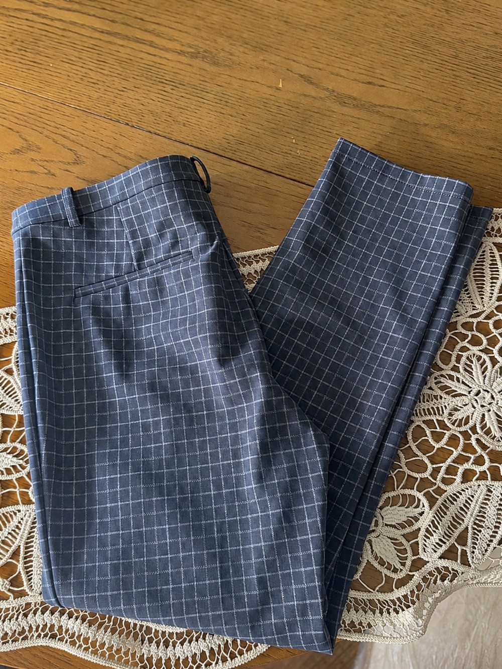 THEORY SLIM PANT PRECISION GRID GREY MULTI PERFORMANCE STRETCH CROP - Size 8